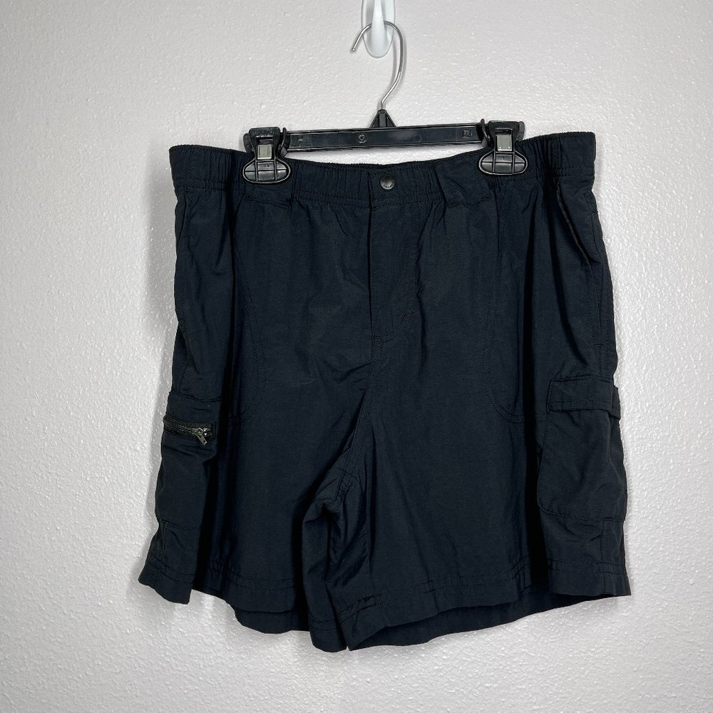 Columbia Black Active Shorts Elastic Waist Mid Rise Pockets Womens L